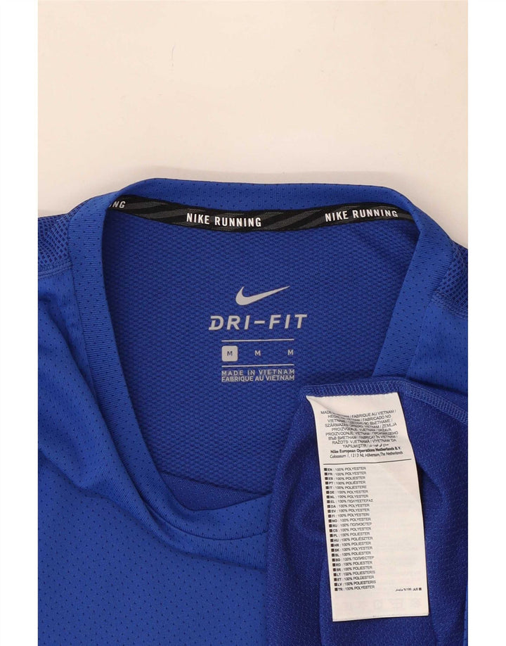 Camiseta Nike Dri Fit para hombre de manga larga de poliéster azul medio