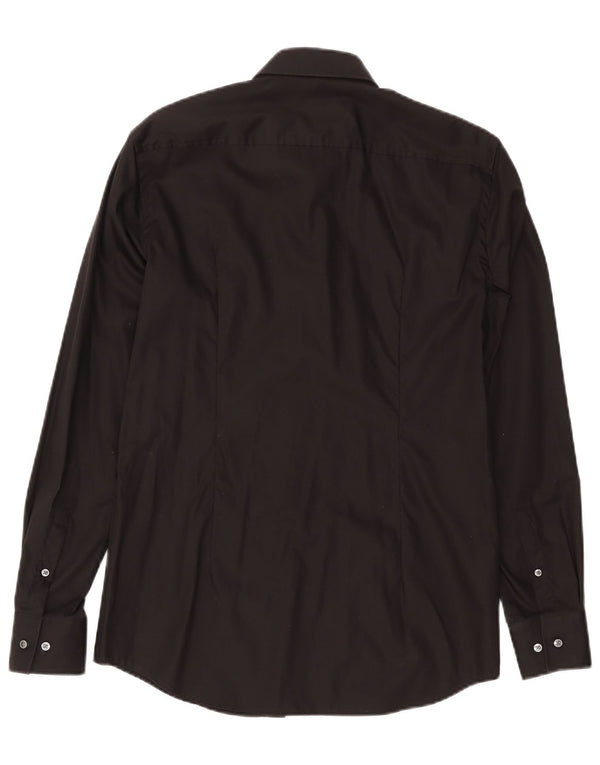 Hugo Boss Mens Slim Fit Shirt Size 39 Medium Black Cotton