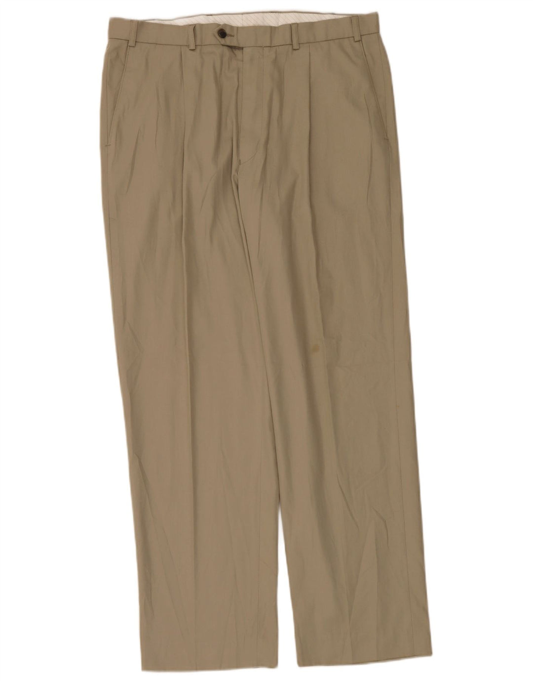 Marks & Spencer Pantalón de traje con pinzas para hombre W36 L31 Poliéster beige
