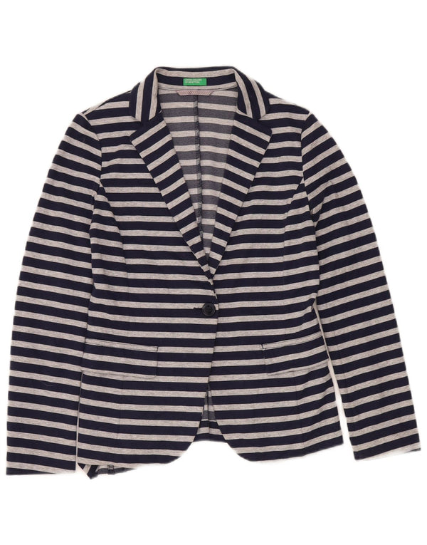 Benetton Chaqueta Americana De 1 Botón Para Mujer UK 40 Small Azul Marino A Rayas