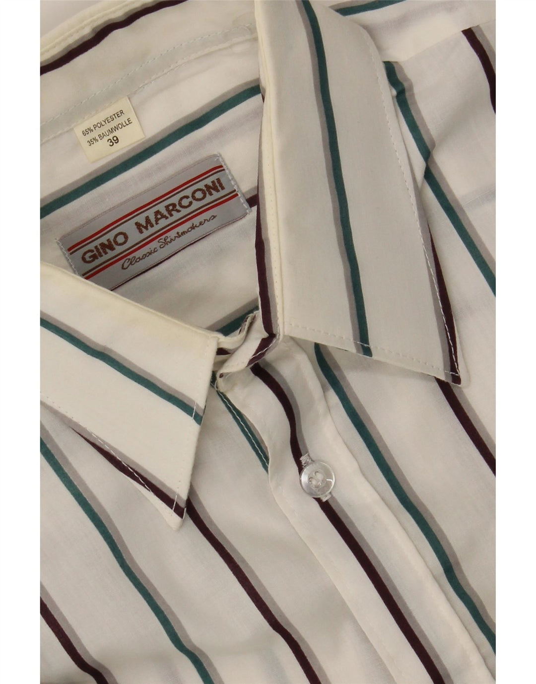GINO MARCONI Mens Short Sleeve Shirt Size 39 Medium White Pinstripe Vintage Gino Marconi and Second-Hand Gino Marconi from Messina Hembry 