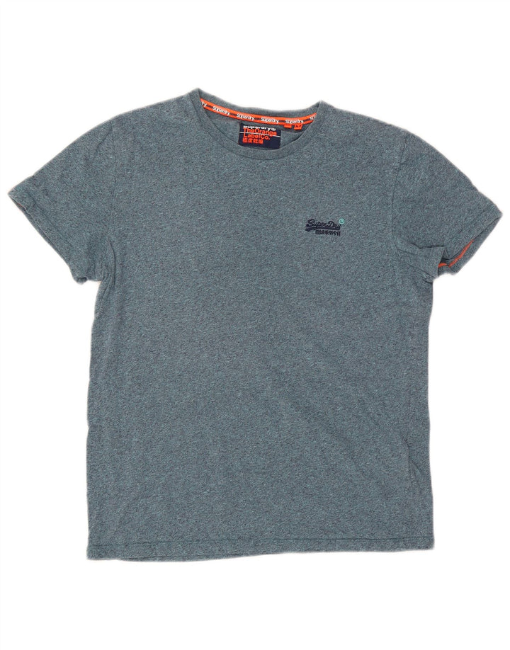 Superdry Hombre Camiseta Top Algodón Azul Medio