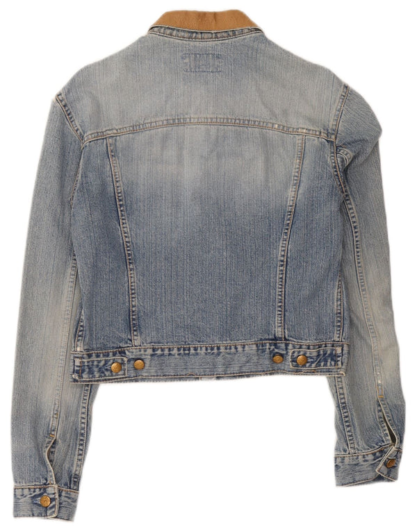 Swish Womens Crop Denim Jacket UK 14 Medium Blue