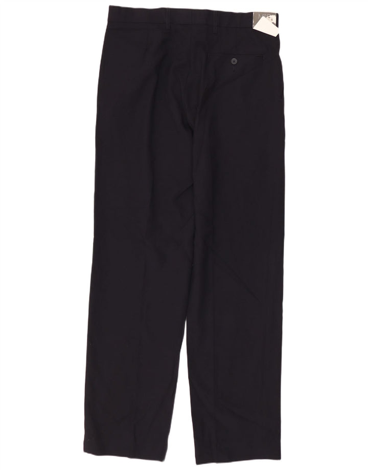 MARKS & SPENCER Pantalón de traje de corte regular para hombre W32 L33 Poliéster azul marino