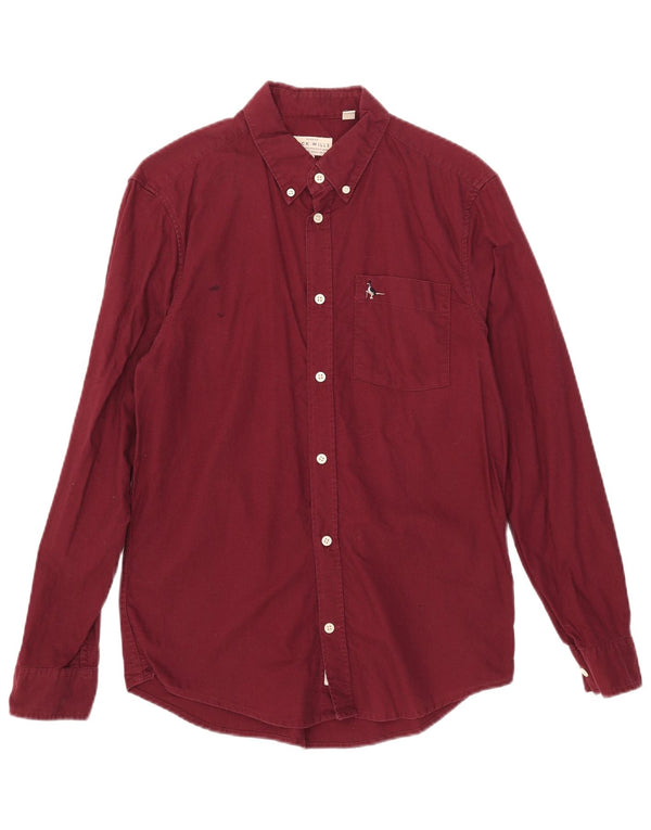Camisa Jack Wills Hombre Slim Fit Algodón Burdeos Pequeño