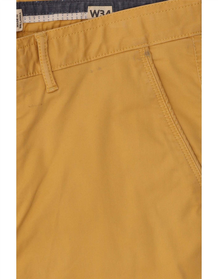 Pantalones cortos chinos para hombre Fat Face W34 Algodón amarillo grande