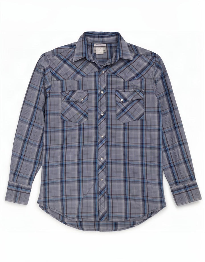 Camisa Wrangler Hombre De Algodón A Cuadros Azul Medio