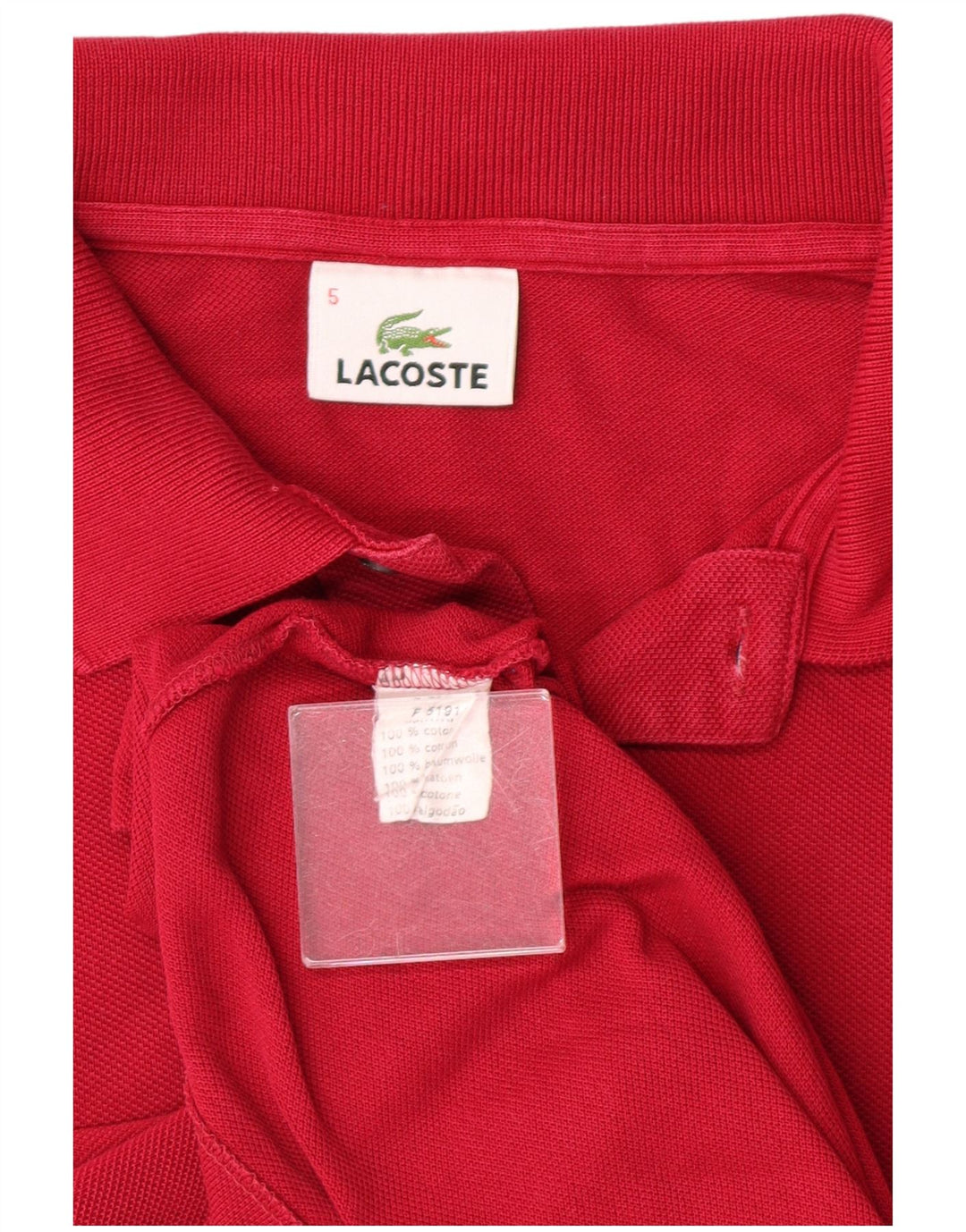 LACOSTE Polo para hombre talla 5 grande rojo algodón clásico