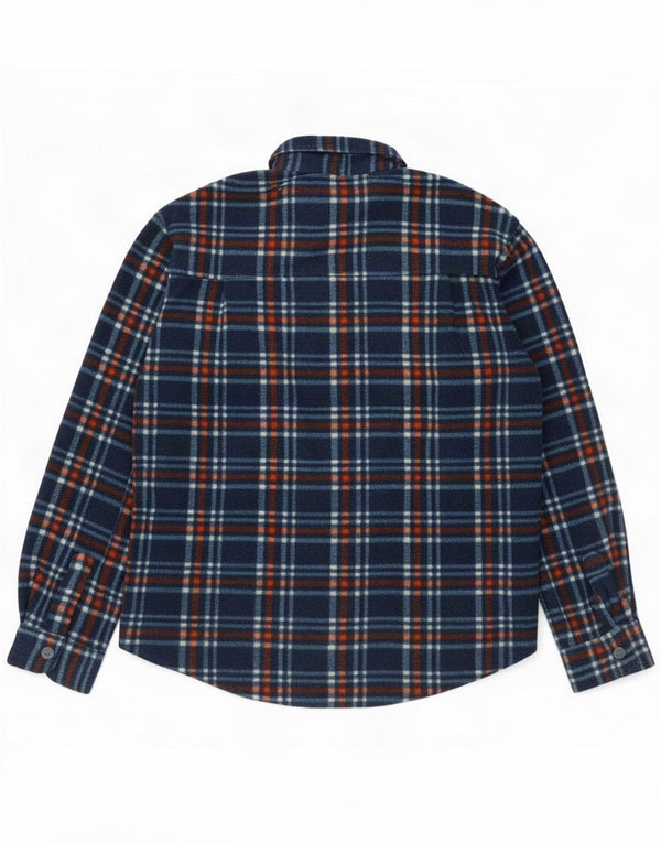 Camisa polar vintage para hombre Poliéster a cuadros azul grande