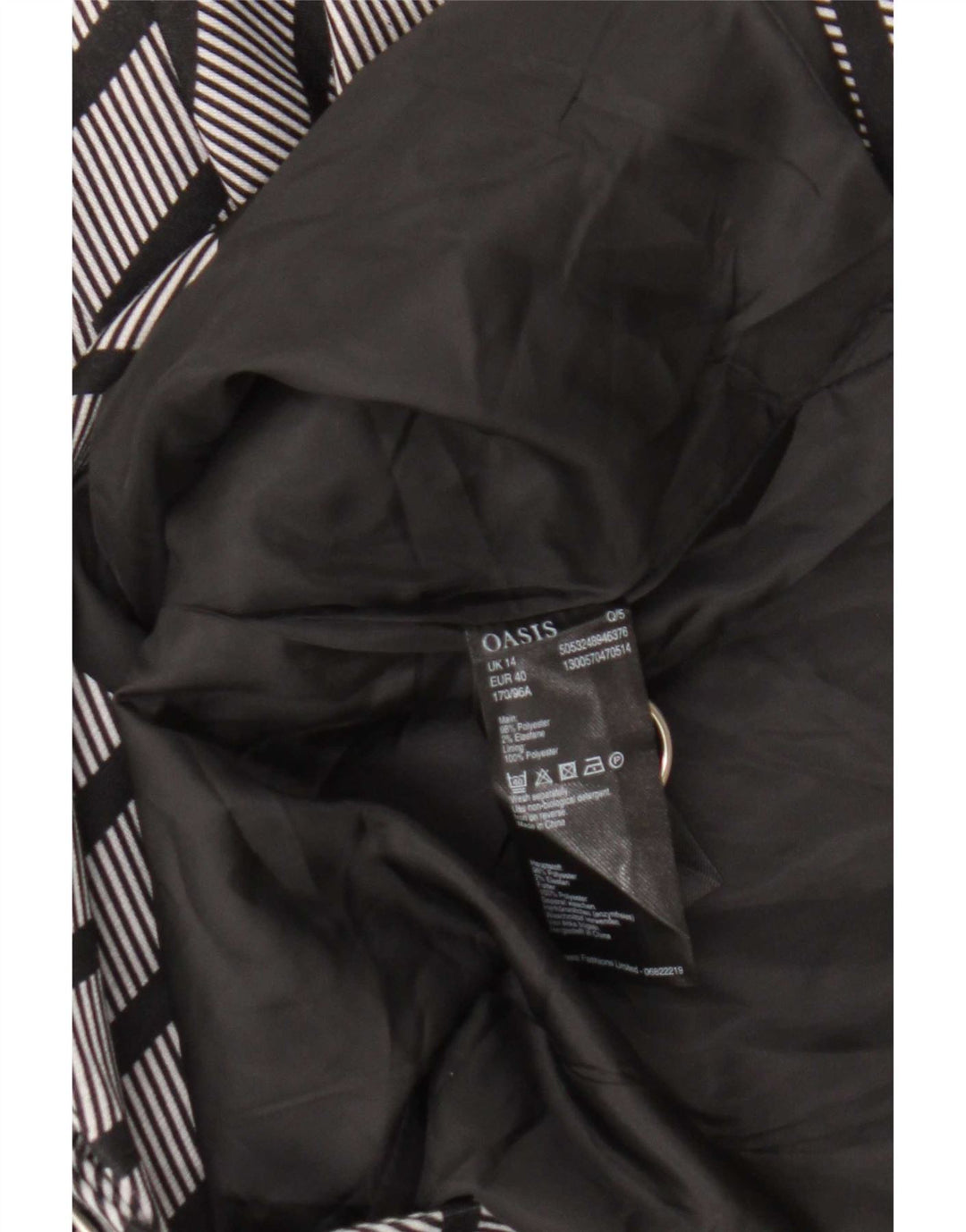 Chaqueta tipo blazer de 1 botón para mujer Oasis UK 44 Poliéster a rayas gris medio