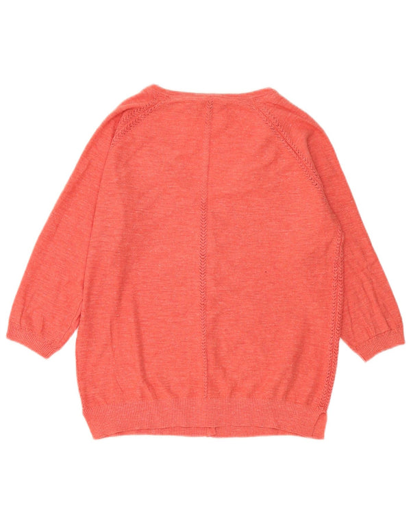 Fat Face Cárdigan de Manga 3/4 para Mujer UK 42 Mediano Rosa Moteado