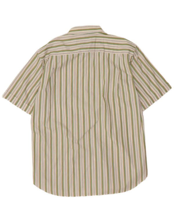 Carlo Regona Camisa Manga Corta Hombre Talla 40 15 1/2 Mediano Verde Rayas