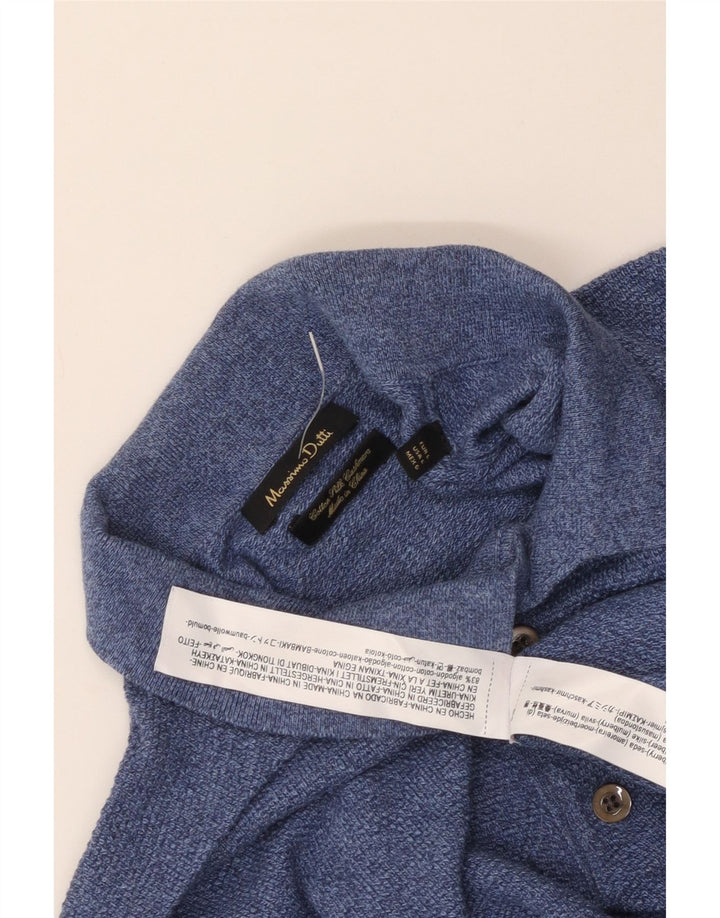 MASSIMO DUTTI Polo Manga Larga Hombre Large Azul Algodón