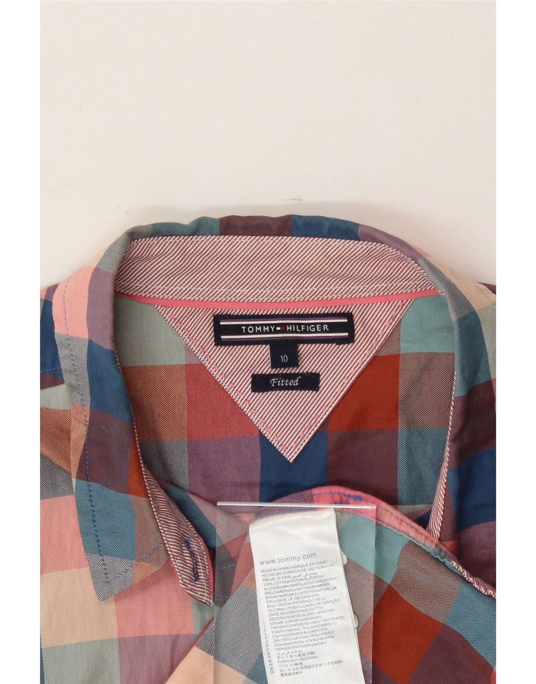 TOMMY HILFIGER Womens Fitted Shirt US 10 Large Multicoloured Check Cotton Vintage Tommy Hilfiger and Second-Hand Tommy Hilfiger from Messina Hembry 