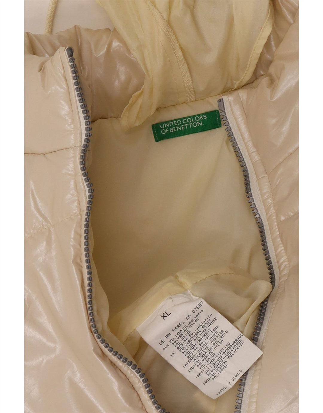 Benetton Chaqueta Acolchada Mujer ES 40 XL Poliamida Beige