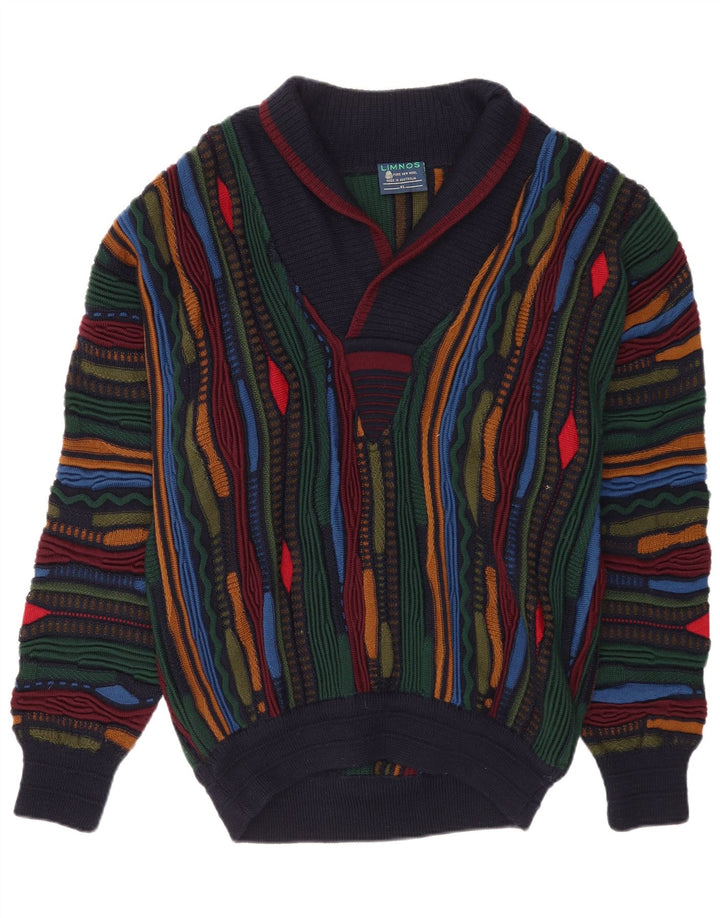 Limnos Jersey con cuello tipo chal para hombre XL Lana geométrica multicolor