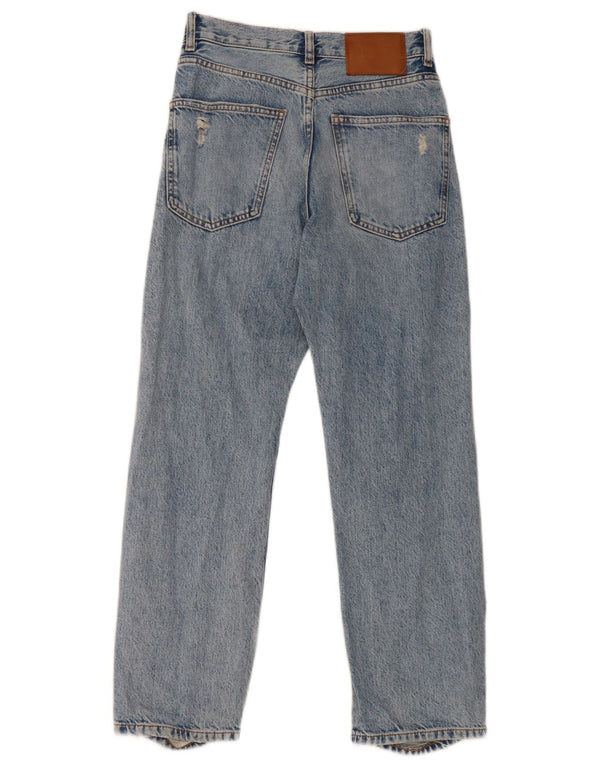 Zara Vaqueros rectos desgastados para mujer EU 34 2XS W24 L26 Algodón azul