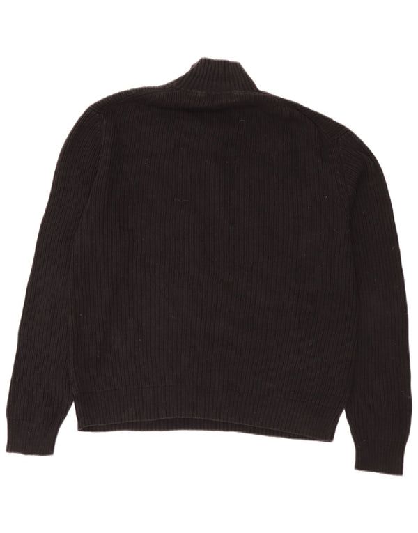 Calvin Klein - Jersey con cuello y cremallera para hombre, talla grande, algodón negro