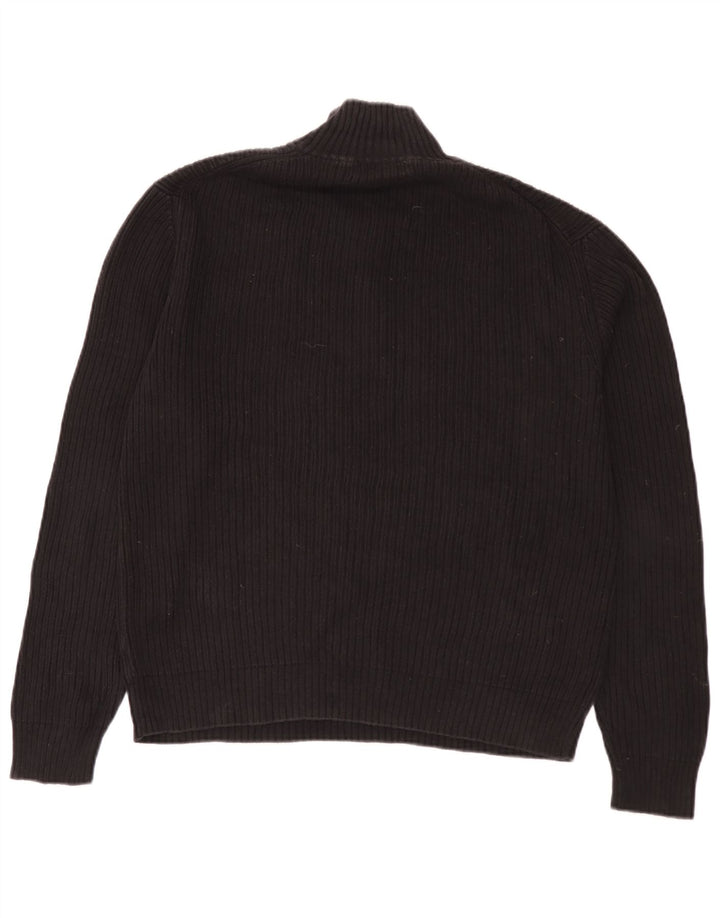 Calvin Klein - Jersey con cuello y cremallera para hombre, talla grande, algodón negro