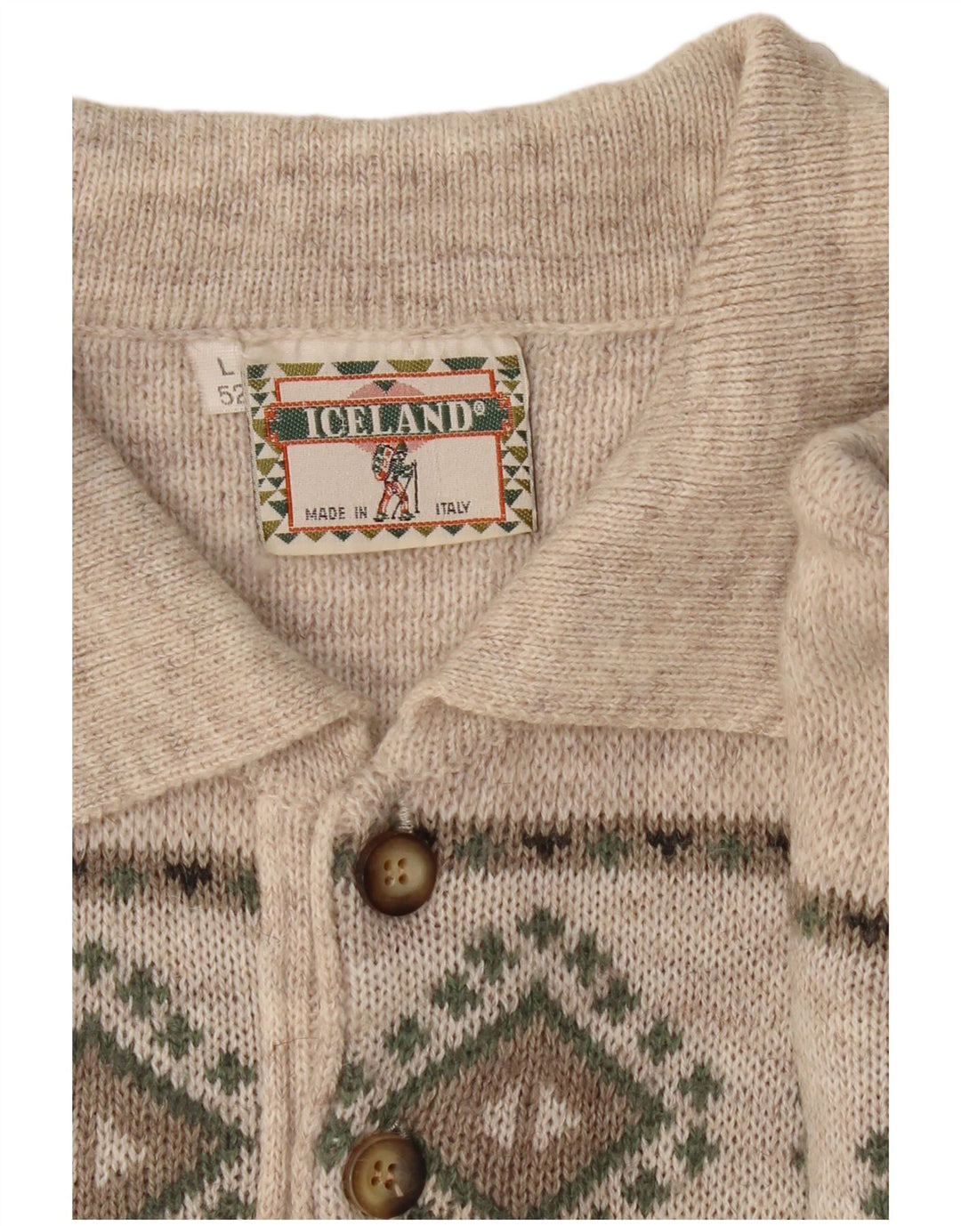 ICELAND Jersey tipo polo para hombre IT 52 Large Grey Fair Isle