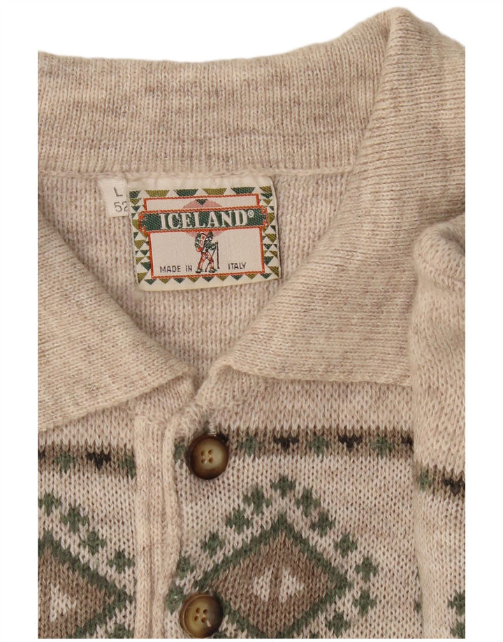 ICELAND Jersey tipo polo para hombre IT 52 Large Grey Fair Isle