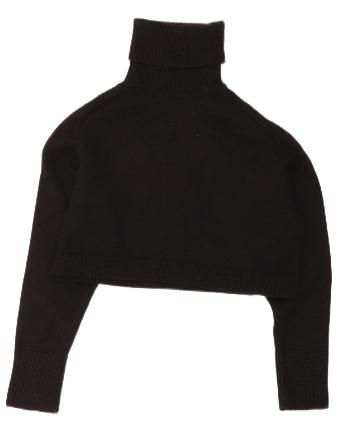 Zara Mujer Top Corto Con Cuello Vuelto UK 10 Small Viscosa Negra
