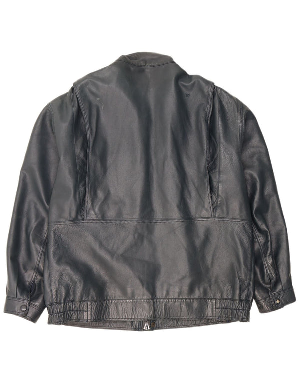 Vintage chaqueta de cuero para hombre Reino Unido 42 XL cuero azul marino