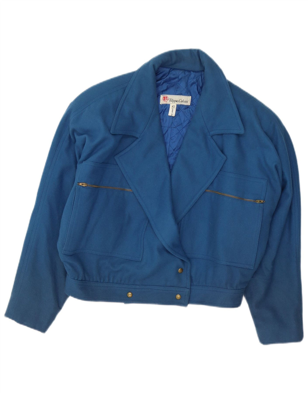 Vintage mujer chaqueta blazer de gran tamaño EU 42 lana azul grande