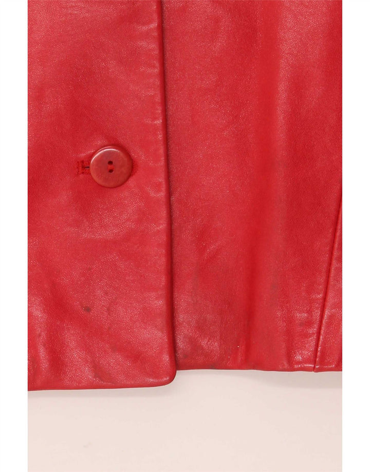 Marc Cain Chaqueta Blazer de Cuero con 4 Botones para Mujer US Small Red