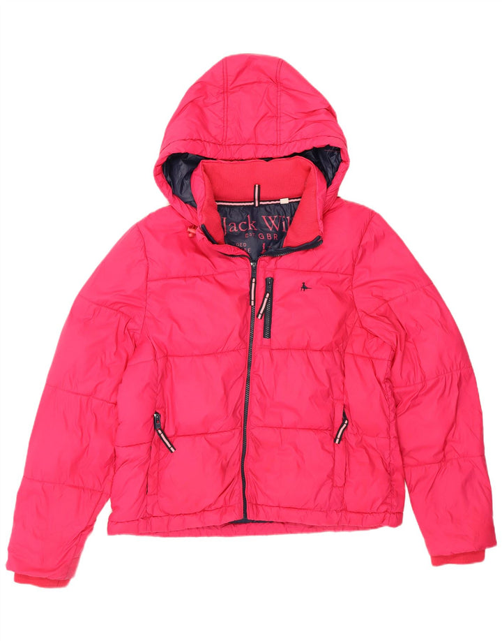 Jack Wills Chaqueta acolchada con capucha para mujer UK 42 Poliamida rosa mediana
