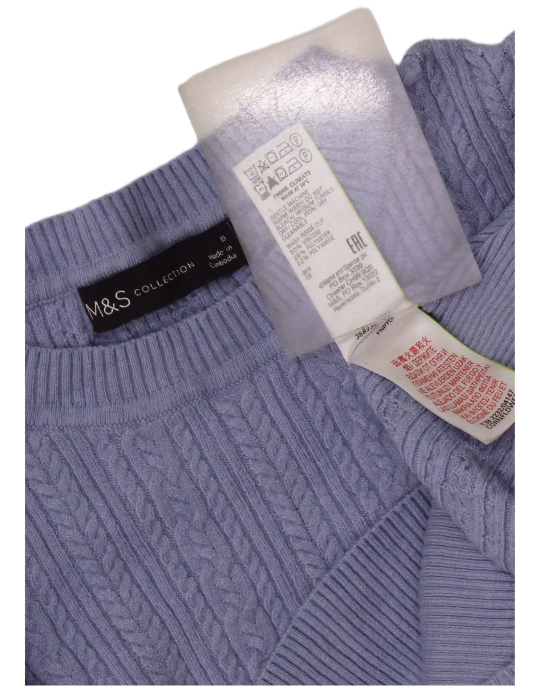 Marks & Spencer Jersey de Cuello Redondo para Mujer UK 8 Small Viscosa Azul