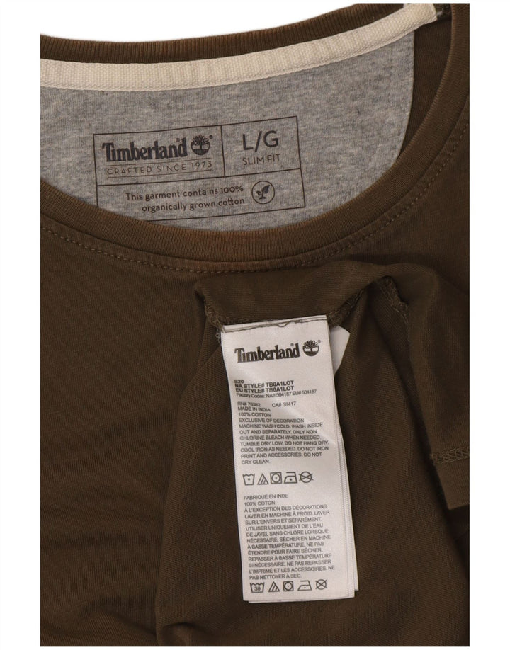 TIMBERLAND Camiseta Slim Fit para Hombre Top Grande Caqui Algodón