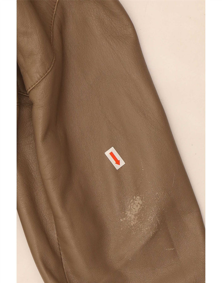 Chaqueta de cuero militar vintage para mujer IT 50 XL cuero beige