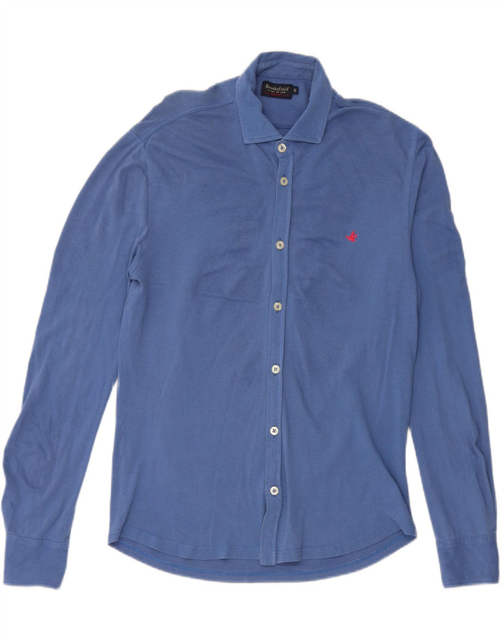 Brooksfield Camisa ajustada para hombre IT 46 Small Blue Cotton