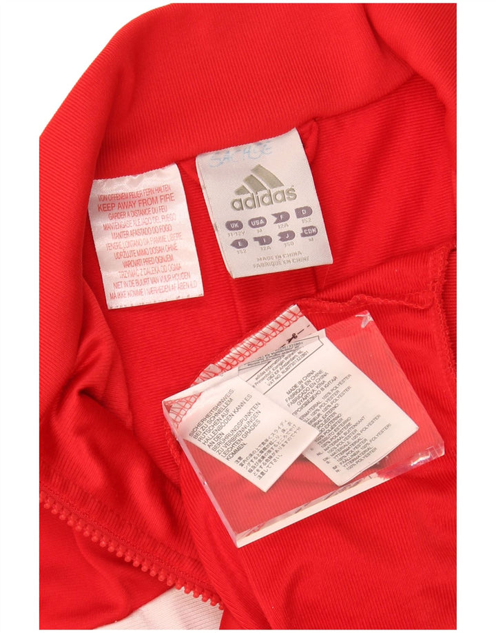 ADIDAS Boys Tracksuit Top Jacket 11-12 Years Red Colourblock Polyester