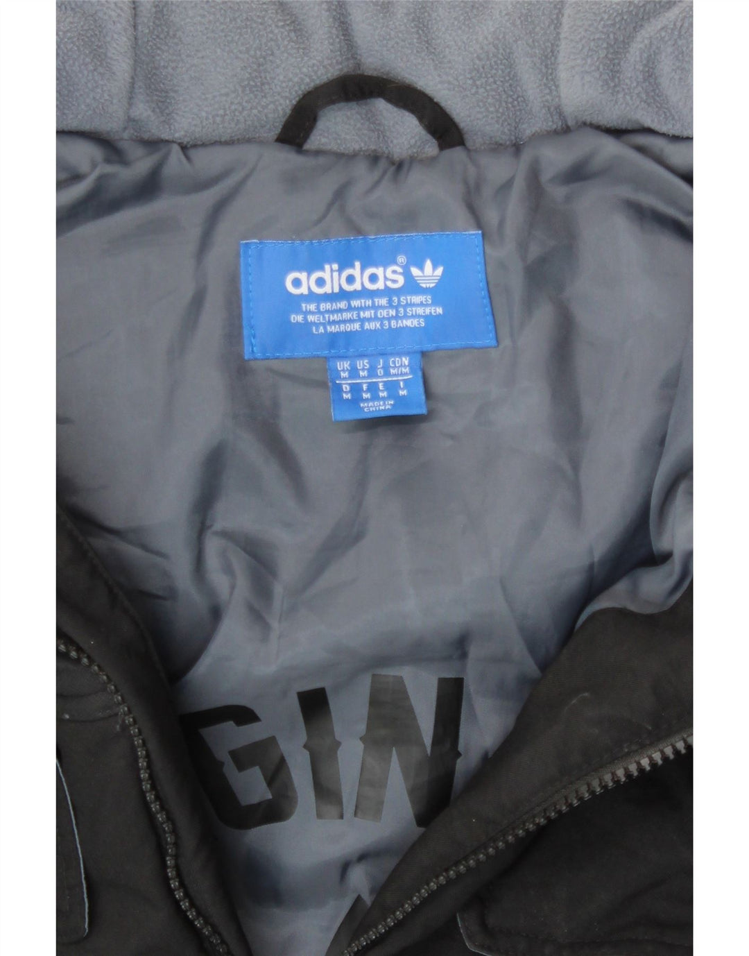 ADIDAS Mens Hooded Bomber Jacket UK 38 Medium Black Nylon Vintage Adidas and Second-Hand Adidas from Messina Hembry 