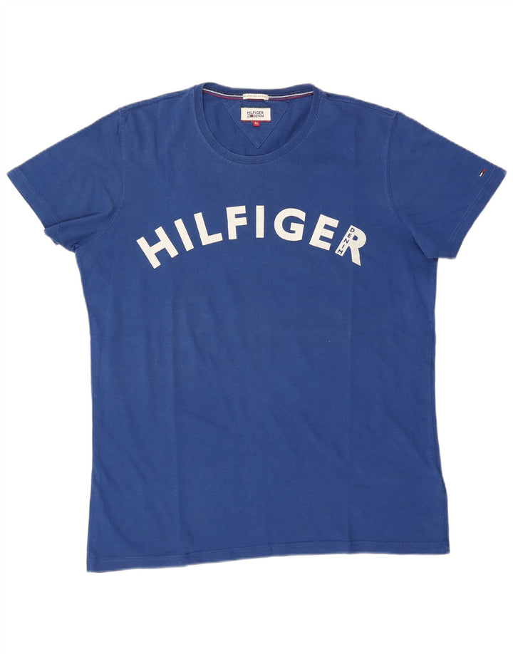 Tommy Hilfiger Camiseta gráfica para hombre Top XL Algodón azul