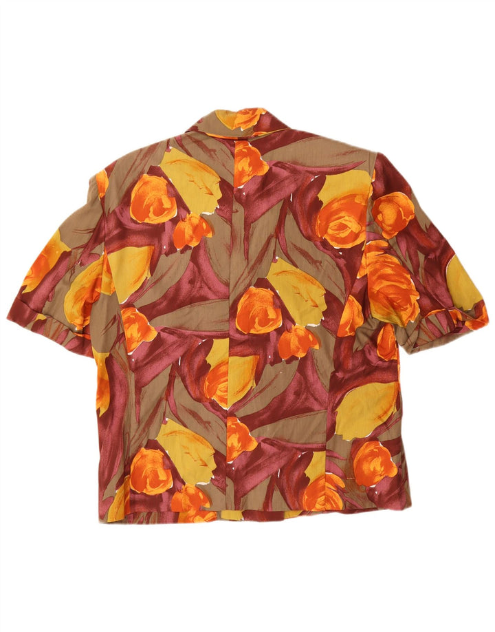 Vintage mujer manga corta camisa blusa IT 45 medio multicolor floral