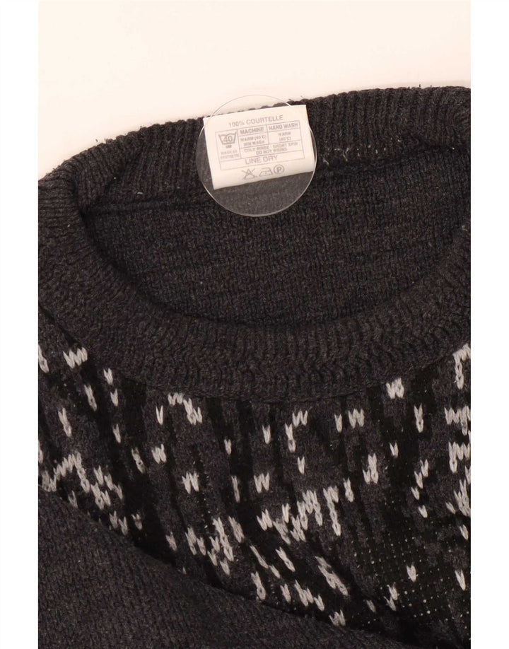 Vintage hombres gráfico barco cuello jumper suéter grande gris