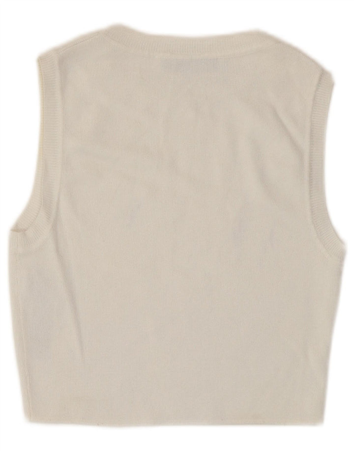 Zara Top corto sin mangas para mujer UK 42 Viscosa blanca mediana