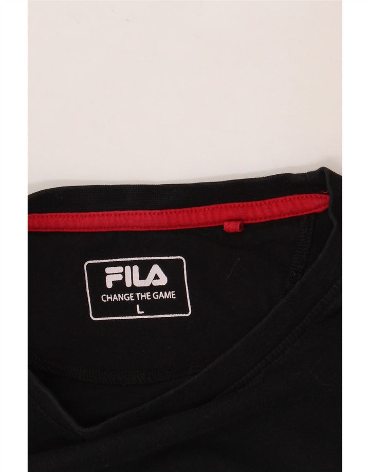 FILA - Camiseta gráfica para hombre, talla grande, color negro