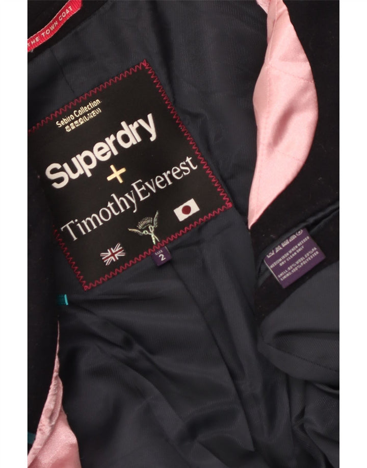 Superdry Abrigo Mujer UK 2 2XS Lana Azul Marino