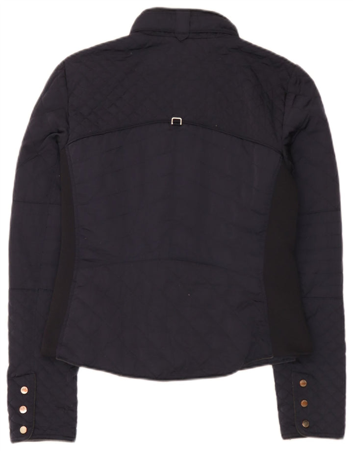 Zara Mujer Chaqueta Acolchada UK 12 Mediano Azul Marino Poliéster