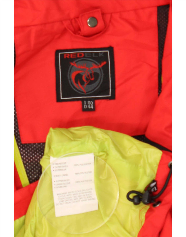 Chaqueta impermeable con capucha vintage para hombre IT 50 Poliéster con bloques de color rojo grande