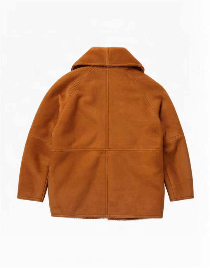 Stefano Chaqueta de piel de oveja para hombre IT 50 grande de cuero marrón