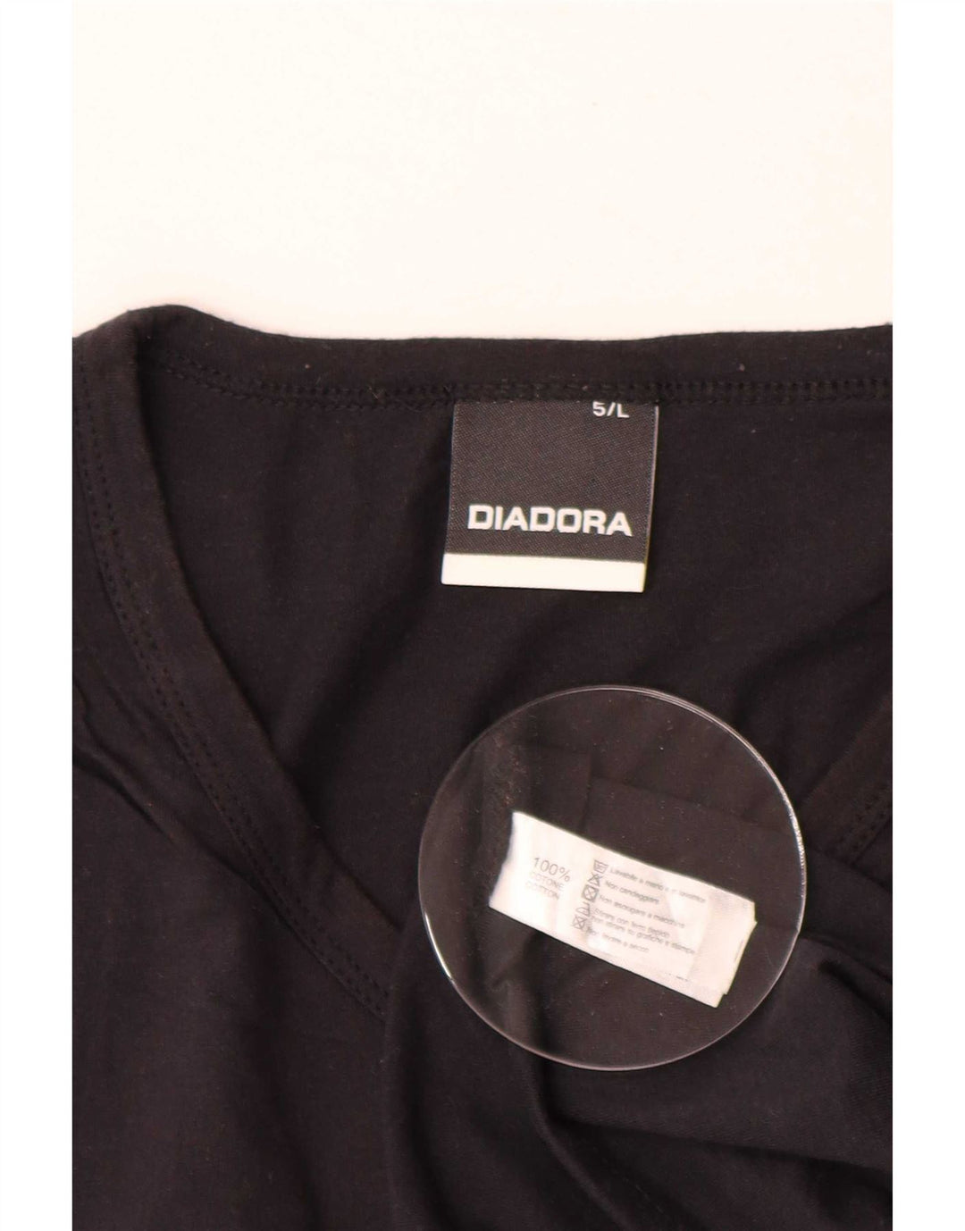 Diadora Hombre Camiseta Top Grande Negro Algodón