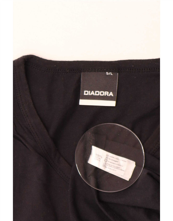 Diadora Hombre Camiseta Top Grande Negro Algodón