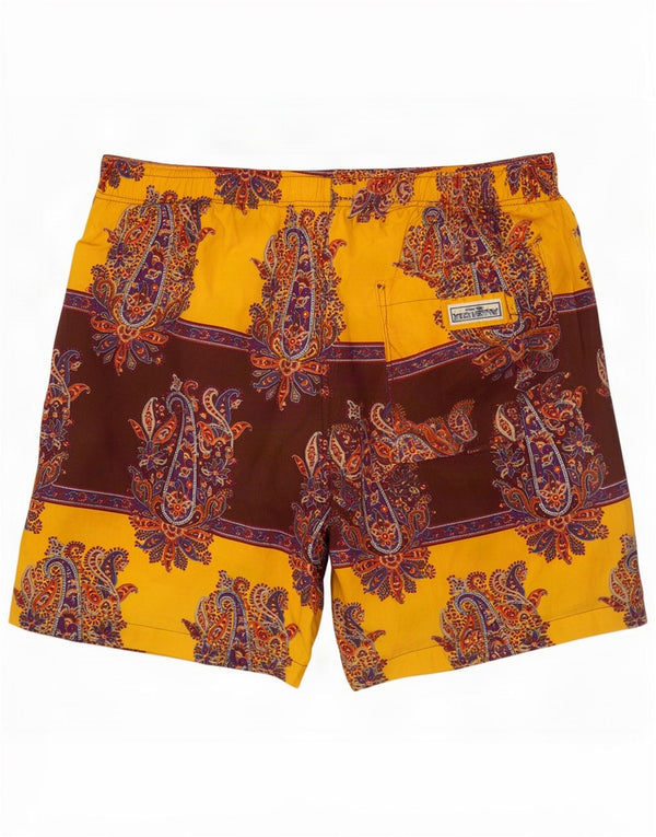 Allen Cox - Bañador para hombre, talla 2XL, algodón paisley amarillo