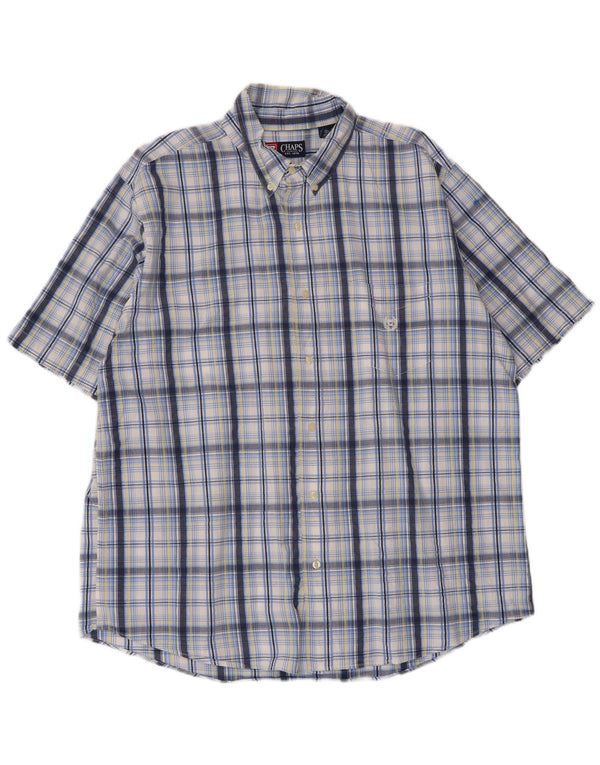 Chaps Camisa Manga Corta Hombre XL Algodón A Cuadros Azul