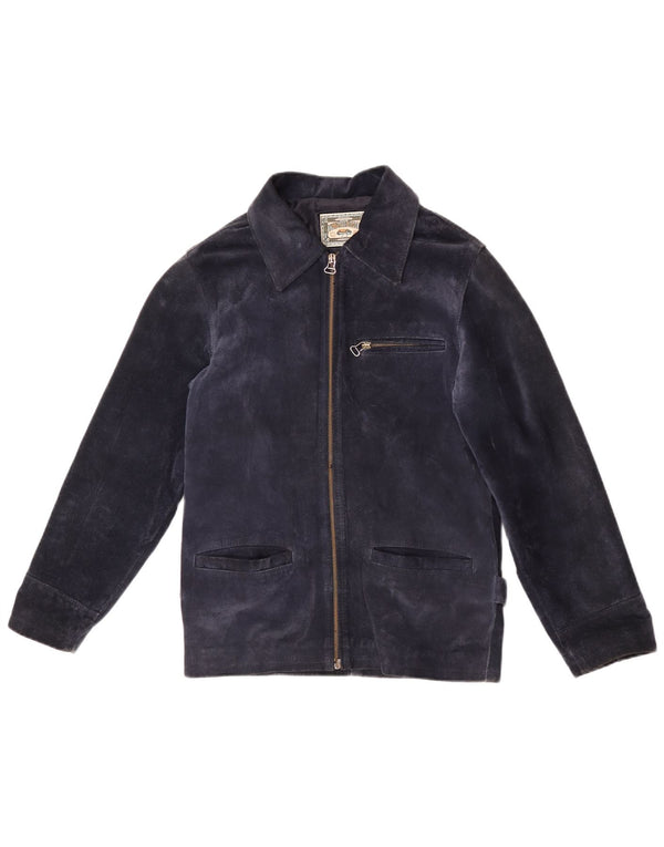 Lavorazione Artigiana Chaqueta de ante para hombre UK 34 XS Cuero azul marino